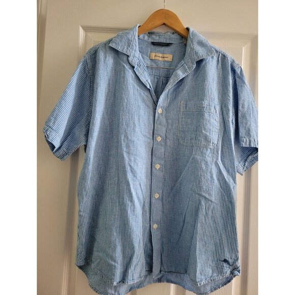 Tommy Bahama Other - Tommy Bahama Mens blue gingham Shirt linen blend short sleeve size Medium